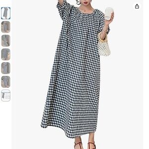 🖤 Black & White Gingham Midi Dress